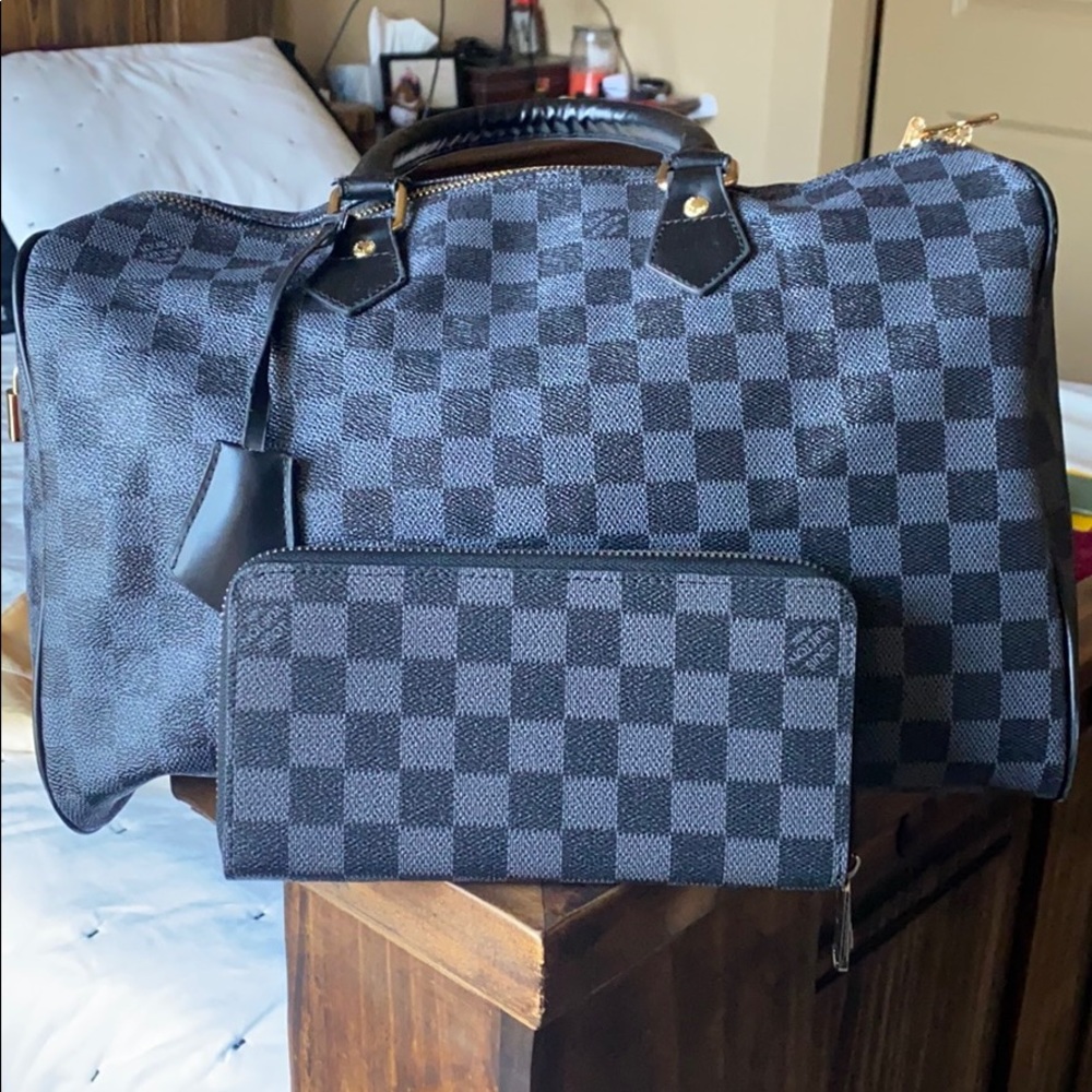 Black speedy handbag and matching wallet